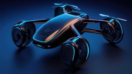 Sleek and stylish autonomous taxi drone against a deep indigo background, representing future-ready travel.