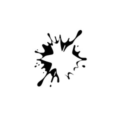 Black ink splash abstract. Black and white on white background.