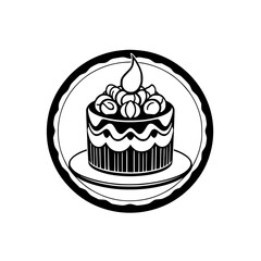 Simple, graphic illustration of a layered cake.