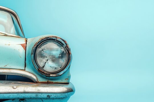 An old classic car headlight and some other vintage details