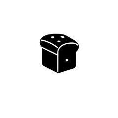 Simple Black and White Icon of Bread with a Round Grey Circle on a White Background.