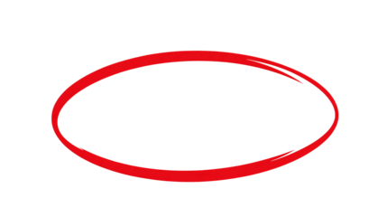 Handwritten red circle on white and transparent background. For marking text, numbers, marker pen, pencil, logo, hand-drawn doodle grunge circle highlights. png.