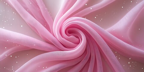 Obraz premium Soft pink chiffon fabric with delicate folds and a dreamy texture, adorned with gentle sparkles, creating an elegant and ethereal background perfect for luxury, fashion, and design themes
