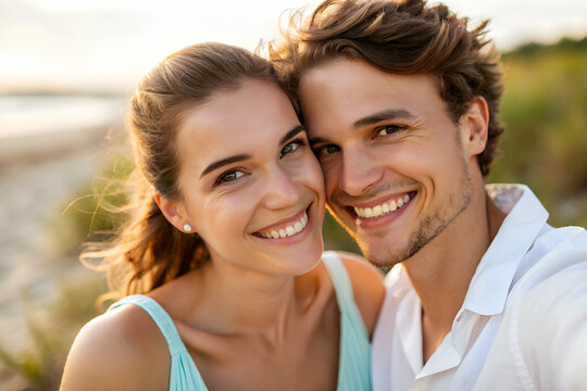 Firting Couple Sharing a Romantic Moment Outdoors
