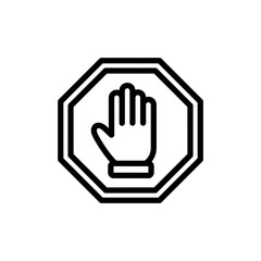 Stop icon vector illustration. stop road sign. hand stop sign and symbol. Do not enter stop red sign with hand