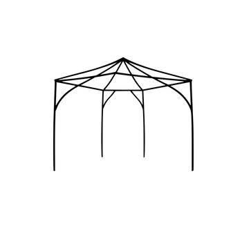 recommend clip art: Minimalist illustration of a black-line gazebo outline against white background, Gazebo design for outdoor structures.