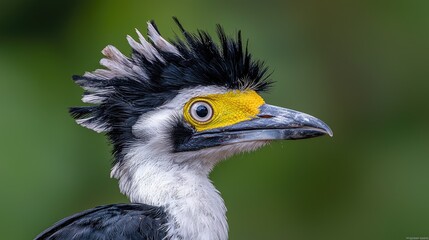 Obraz premium White-crested cormorant profile, jungle background, wildlife photography, nature