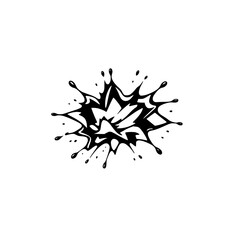 Black and white illustration of an explosion.