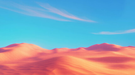 Serene desert landscape with fine sand dunes under a clear blue sky