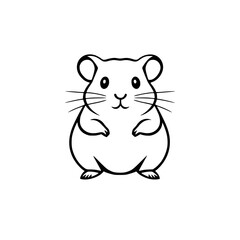 Adorable hamster illustration in white and black. Simple outline.