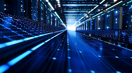 Obraz premium Solar Panels In Futuristic Data Center