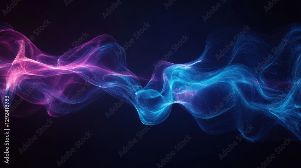 Leinwandbilder glowing gas swirls create an abstract flow of energy in darkness. generative ai
