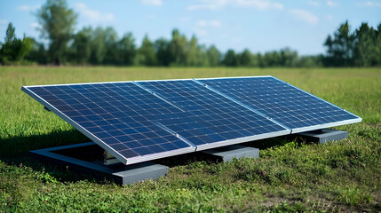 Solar Panels Harnessing Clean Renewable Energy Under a Blue Sky
