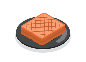 Bread toast on a lid. Simple flat illustration in isometric view.