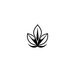 Black and White Minimalism: Botanical Logo of a Three-Leaf Cluster on White Background
