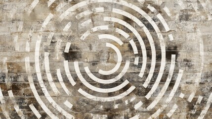 Circular Maze on Brick Wall Background