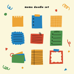 Hand-painted doodle memo paper set illustration