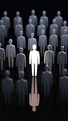 Fototapeta premium Eine individuelle Figur hebt sich klar von der anonymen Menge ab