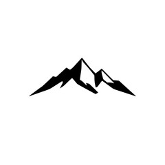Black and white silhouette of a mountain range, simple and minimalist logo.