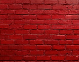 Fototapeta premium A textured red brick wall, showcasing a vibrant shade of red with visible mortar lines, creating a bold and striking background.