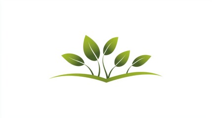 Obraz premium Fresh Green Leaves Growing in a Minimalist Style Illustrating Nature and Environmental Awareness