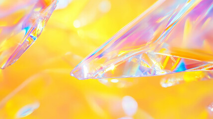 Colorful abstract background with soap streaks on ice crystal reflecting light