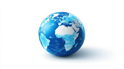 Obraz premium Realistic 3D Model of Earth Globe Showing Continents and Oceans on White Background