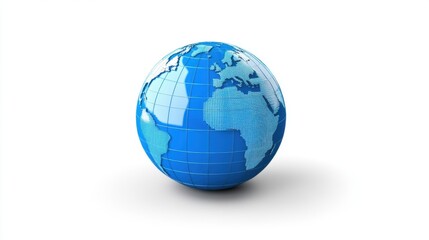 Fototapeta premium 3D Render of Global Globe with Geometric Patterns Representing Earth and Ocean in Vibrant Blue Tones