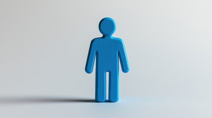 Bright blue figure representing a human silhouette on a minimalistic light background for creative projects