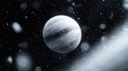 Icy planet, space, cosmic dust, swirling nebula, science fiction background