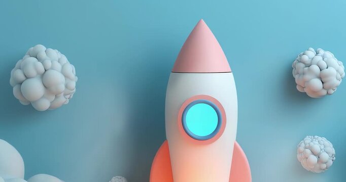 Animation rocket launch to the space, concept and exploration idea 