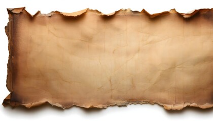 Fototapeta premium Vintage Aged Paper Scroll with Rustic Wooden Handles, Ancient Blank Paper Scroll with Frayed Edges, Old Torn Manuscript Parchment with Blank Space for Writing.