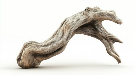 Fototapeta premium Driftwood sculpture, studio shot, white background, decor