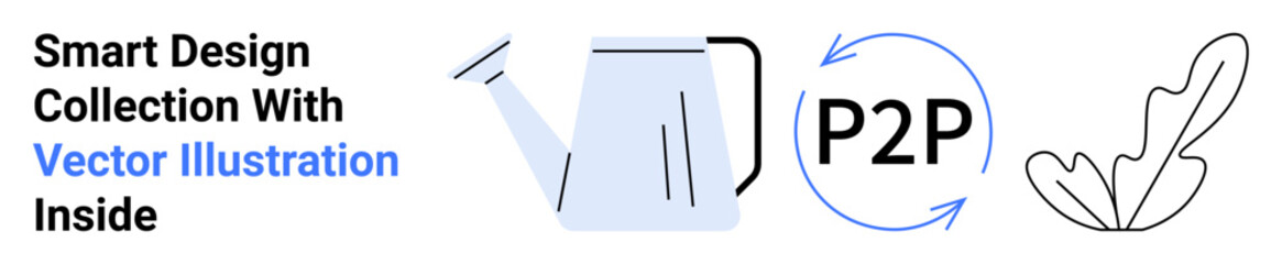 Watering can symbolizing growth, circular arrows representing peer-to-peer sharing, and leaf outline reflecting eco-consciousness. Ideal for sustainability, gardening, eco-education, resource