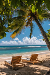 Obraz premium Paradise Found: A Tranquil Beach Scene Inviting You to Unwind and Embrace the Serenity of Nature's Beauty