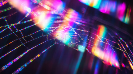 Enchanting spiderweb radiating rainbow colors for artistic background design