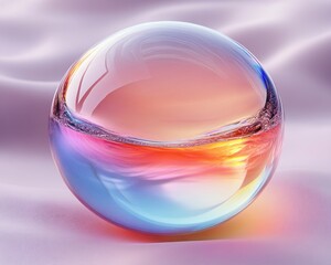 Obraz premium Futuristic Abstract Glass Circle Design Element Art Poster with Rainbow Spectrum and Iridescent Texture