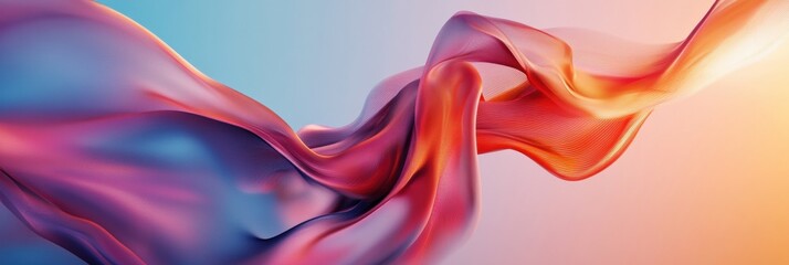 Obraz premium Colorful flowing abstract fabric design with soft textures and gradients in warm and cool tones. Generative AI