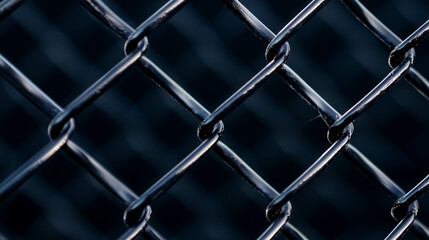 Fototapeta premium Intricate spiderweb on metallic fence background - dark, abstract texture for design and decoration