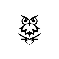 Minimalist Owl Silhouette with Geometric Design on White Background