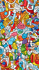 Obraz premium stunning doodle mania graffiti pattern geometric shapes design poster background