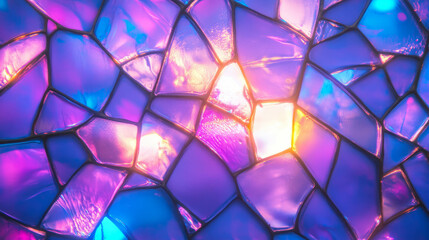Vibrant cracked stained glass texture with radiant light accents