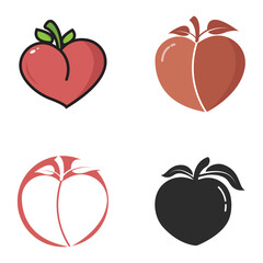 Peach fruit illustration logo design