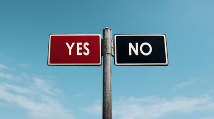 A sign showing the directions of yes and no decisions