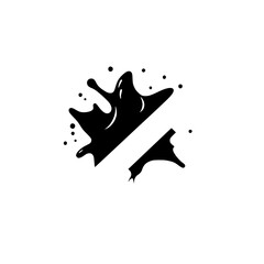 Dynamic Black Ink Splatter Logo Design with White Striped Sections, Vector Illustration.