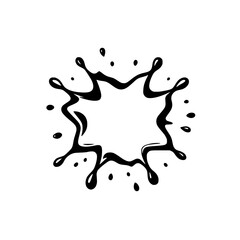 Black Ink Splash on White Background: A Stylized Abstraction of Ink Droplet.