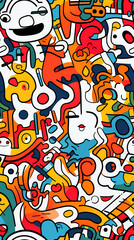 stunning doodle mania graffiti pattern geometric shapes design poster background