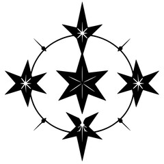 Obraz premium Black and white image of a star compass