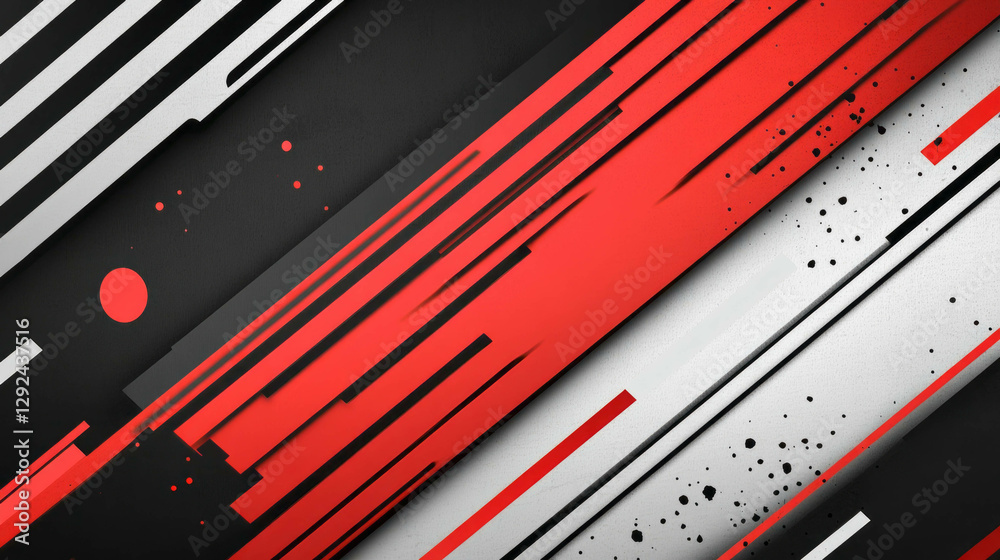 Poster modern abstract background with red and black diagonal stripes and patterns