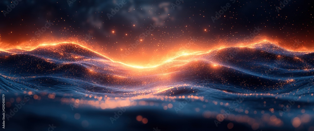 Poster futuristic digital abstract expressionism light wave technology background